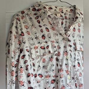 Gap Whimsical Ladybug Utility Long Sleeve Shirt Dress